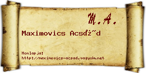 Maximovics Acsád névjegykártya